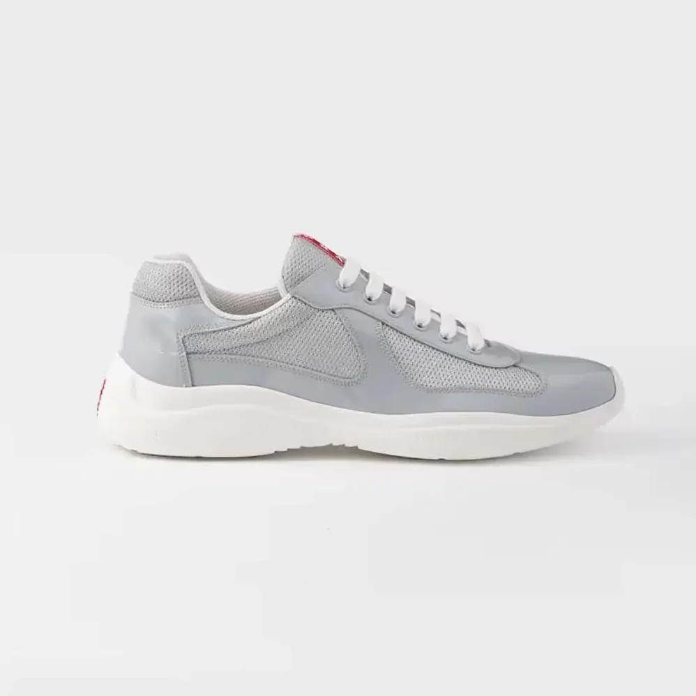 Prada America'S Cup Metallic Leather And Bike Fabric Sneakers for Unisex in Silver Prada America'S Cup Metallic Leather And Bike Fabric Sneakers for Unisex in Silver