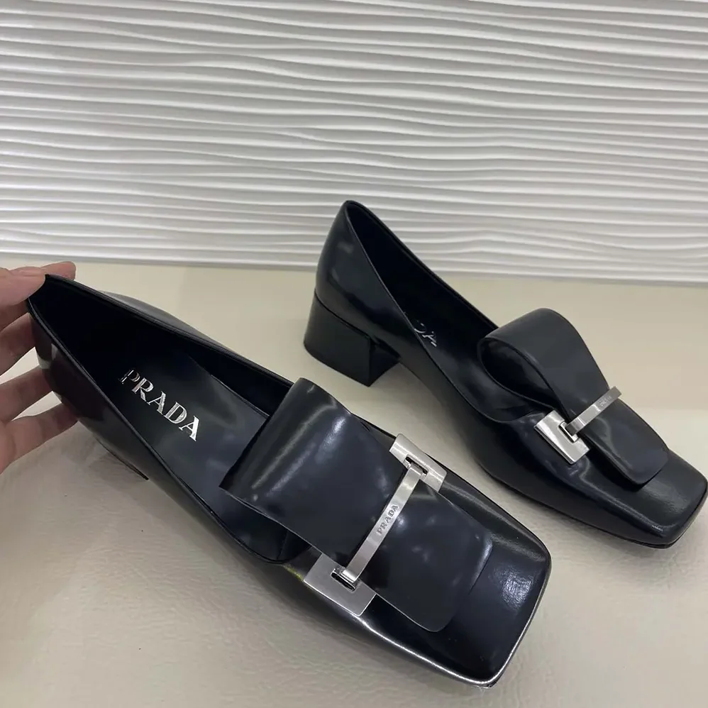 Prada Brushed Leather Pumps for Women in Black