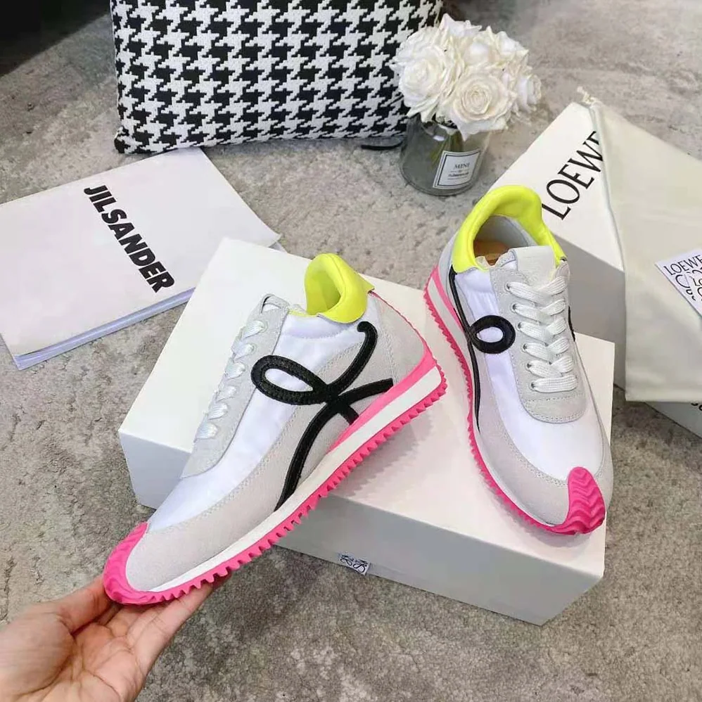 Loewe Flow Runner in Nylon and Suede for Women in Pink Loewe Flow Runner in Nylon and Suede for Women in Pink