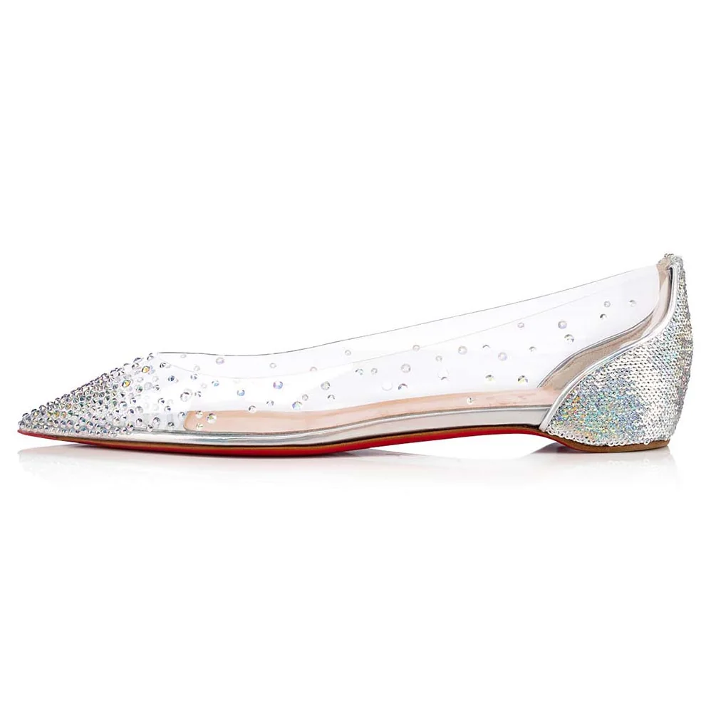 Christian Louboutin Evening Flats Shoes Degrastrass for Women in Silver