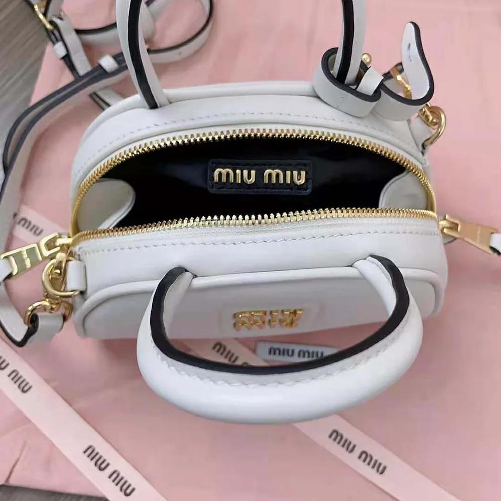 Miu Miu Mini Leather Top-handle Bag for Women in White Miu Miu Mini Leather Top-handle Bag for Women in White