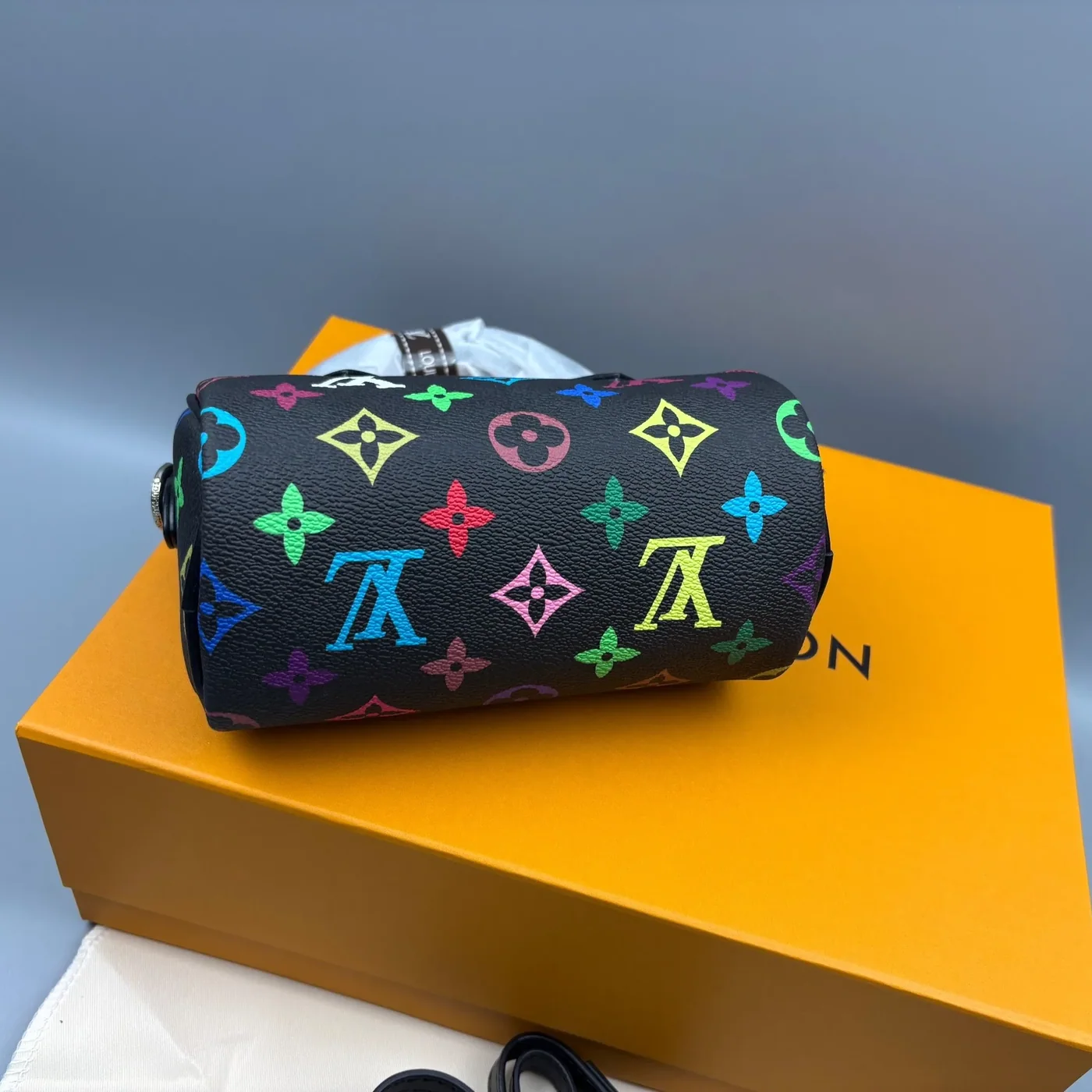 Louis Vuitton LV x TM Nano Speedy Top Handle Bag in Multicolore Noir Silver Hardware Louis Vuitton LV x TM Nano Speedy Top Handle Bag in Multicolore Noir Silver Hardware