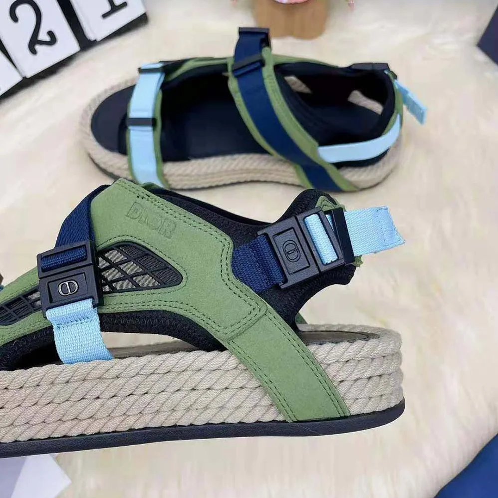 Dior Atlas Sandal Black Neoprene and Khaki Suede for Men Dior Atlas Sandal Black Neoprene and Khaki Suede for Men
