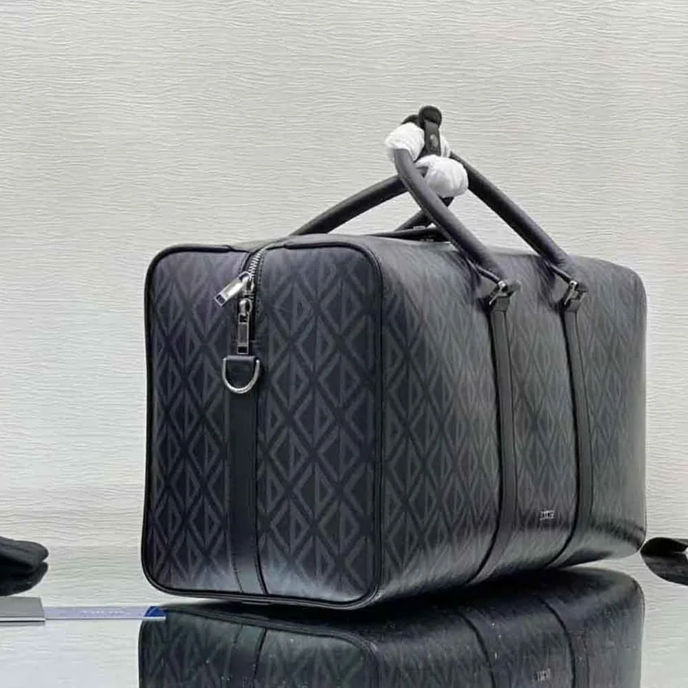 Dior Lingot 50 Duffle Bag Black CD Diamond Canvas for Men Dior Lingot 50 Duffle Bag Black CD Diamond Canvas for Men