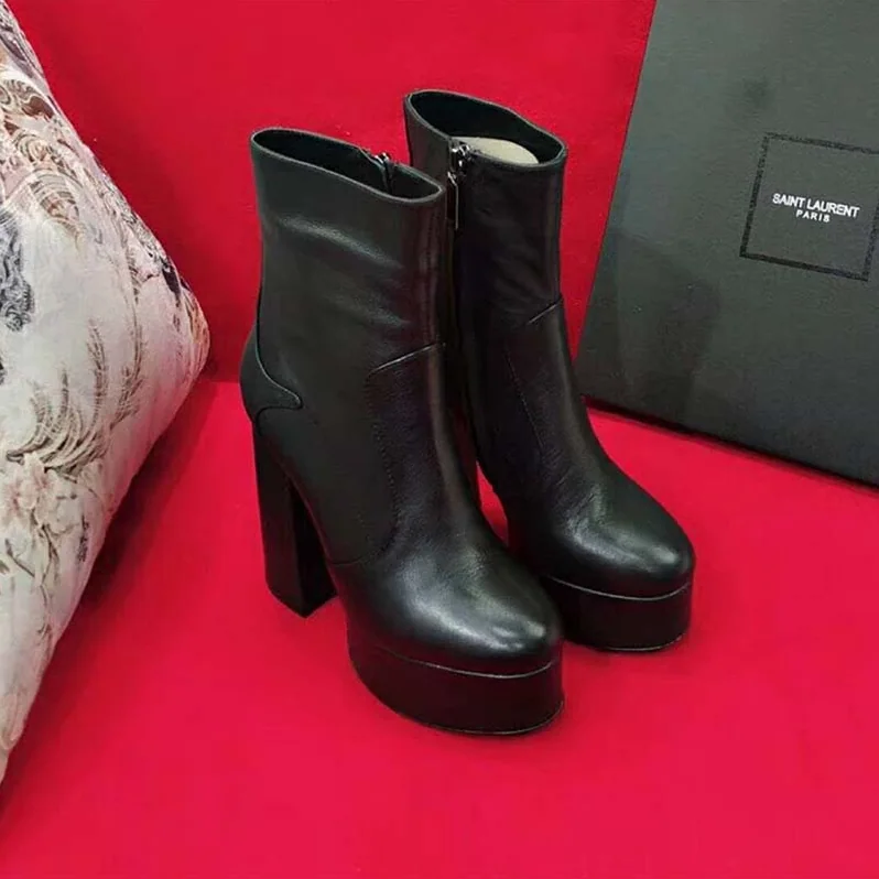 Saint Laurent YSL Shoes Billy Platform Bootie in Leather 13cm Heel for Women in Black Saint Laurent YSL Shoes Billy Platform Bootie in Leather 13cm Heel for Women in Black