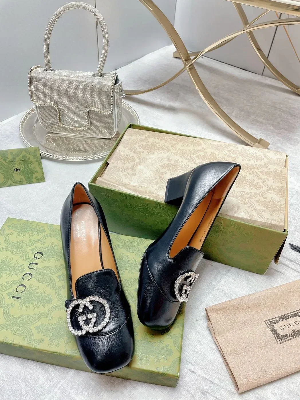 Gucci Mid-Heel Pump With GG Logo Black for Women