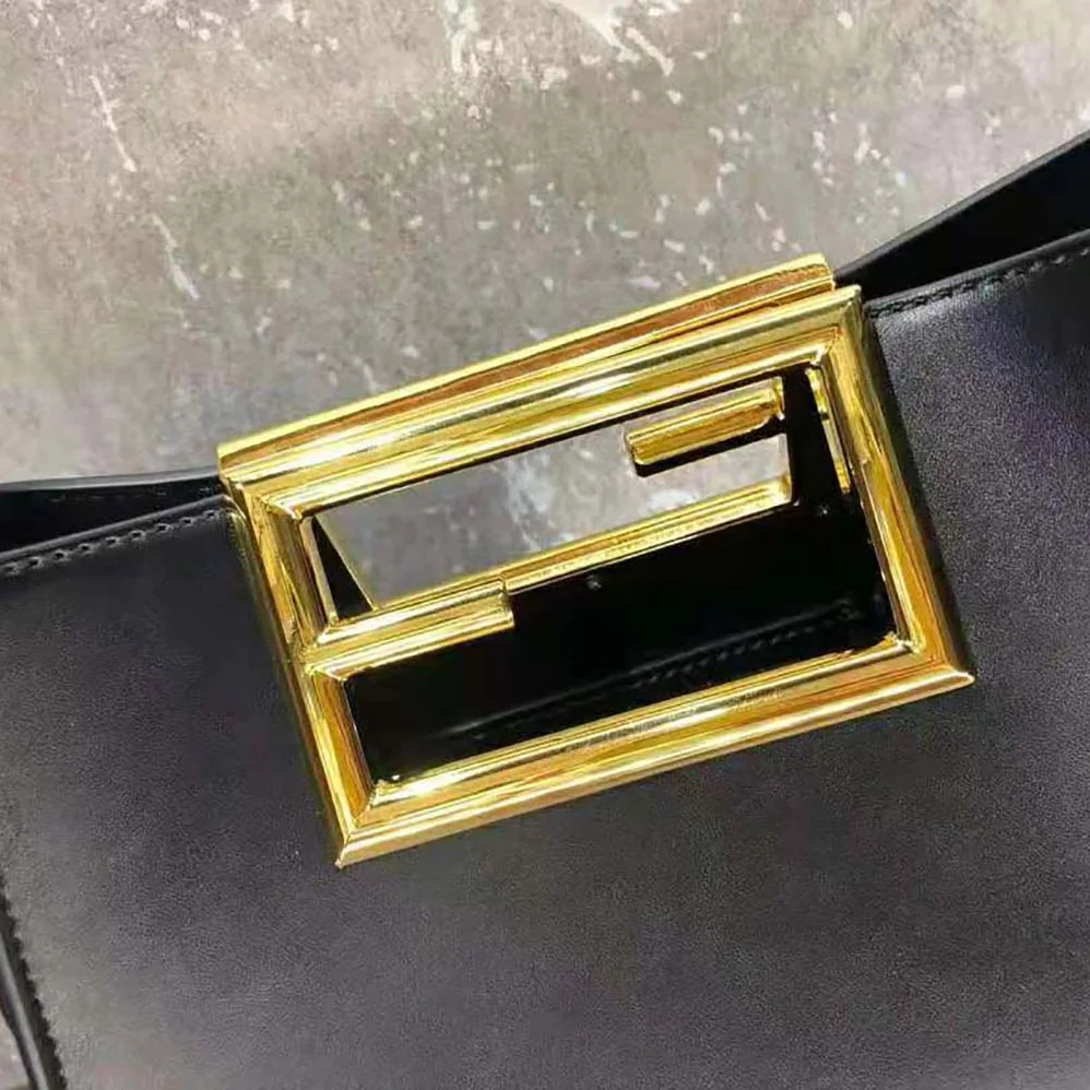 Fendi Way Small Made of Camellia-Colored Leather Bag for Women in Black Fendi Way Small Made of Camellia-Colored Leather Bag for Women in Black