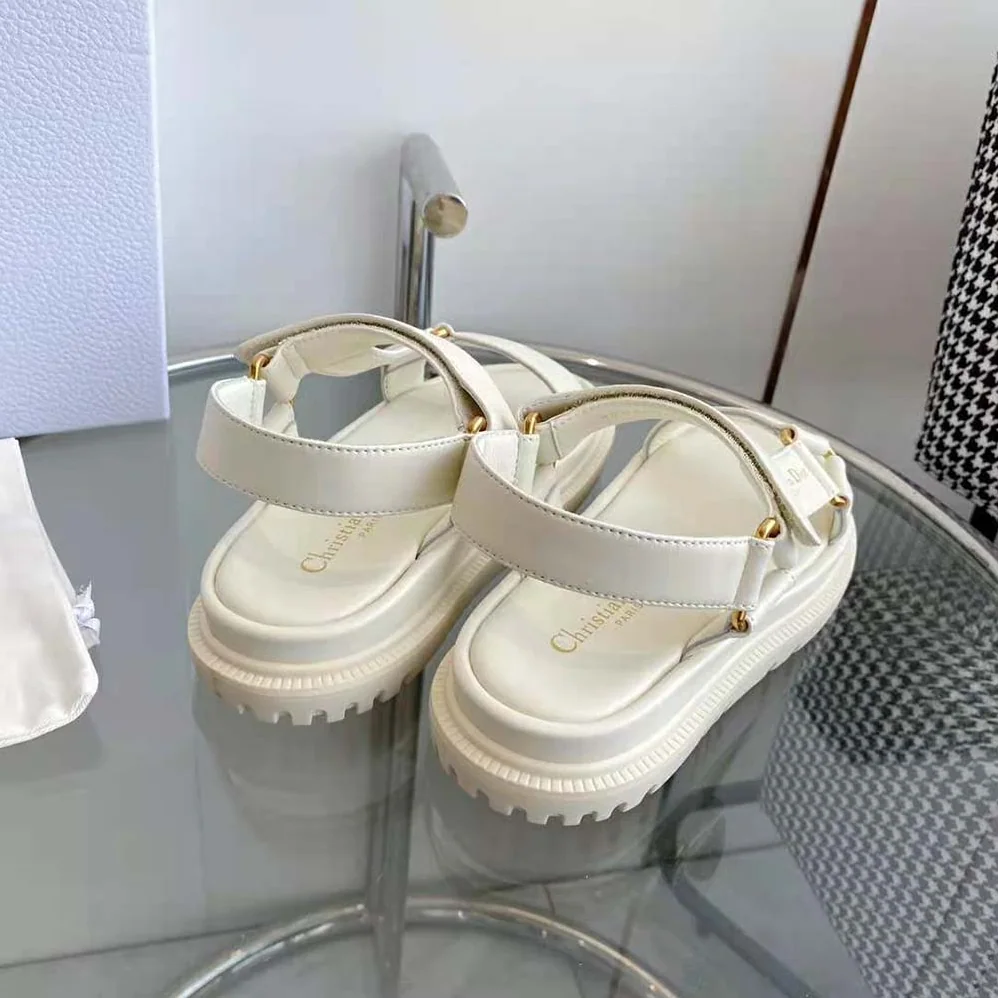 Dior D for Women in Wave Sandal White Lambskin Dior D for Women in Wave Sandal White Lambskin