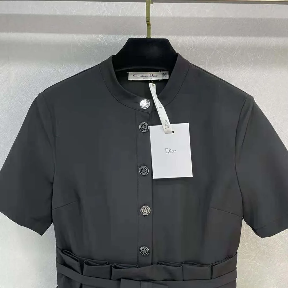 Dior Short Flared Dress Black Wool and Silk for Women Dior Short Flared Dress Black Wool and Silk for Women