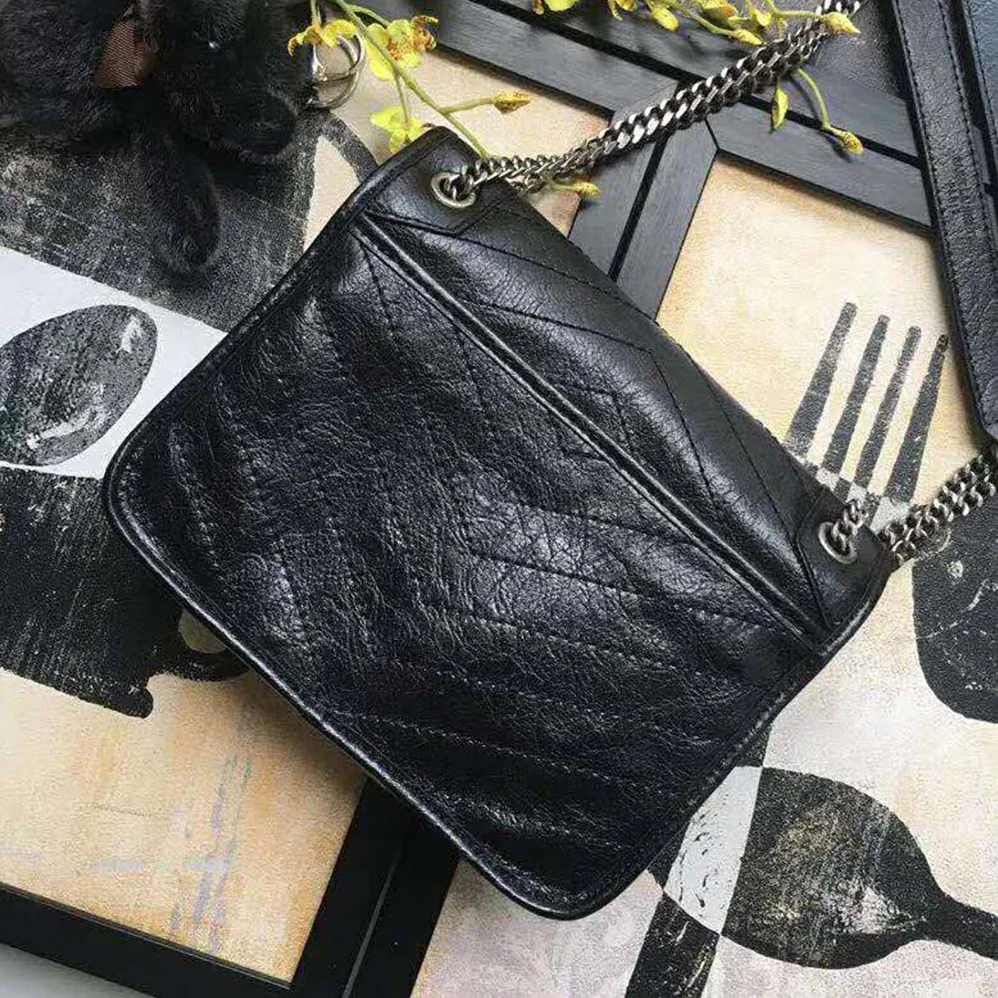 Saint Laurent YSL Niki Baby Crinkled Vintage Bag for Women in Black Saint Laurent YSL Niki Baby Crinkled Vintage Bag for Women in Black