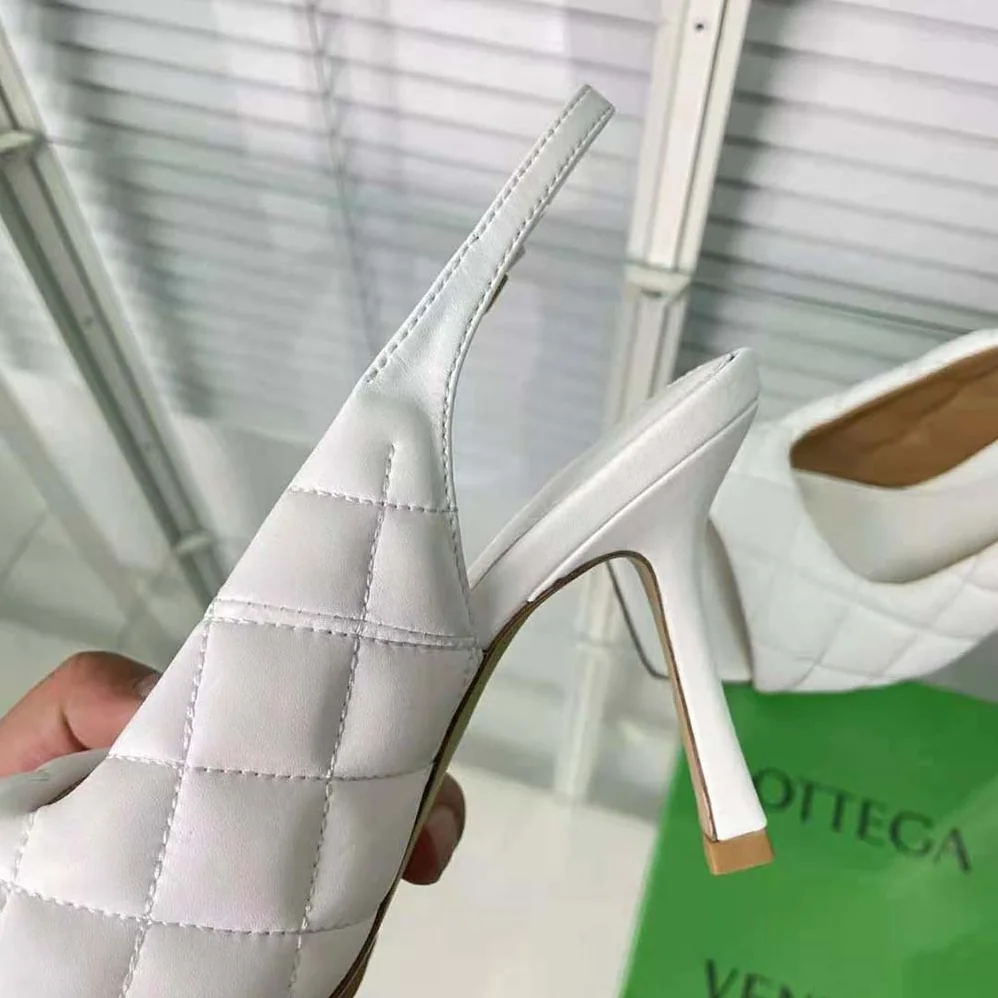 Bottega Veneta Padded Slingback Sandal in 9 cm Heel Height for Women in White