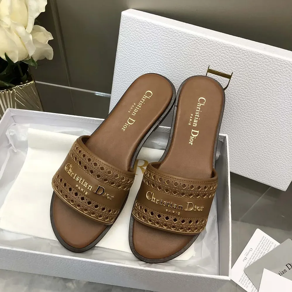 Dior Camel Calfskin with Openwork Microcannage Motif for Women Dior Camel Calfskin with Openwork Microcannage Motif for Women
