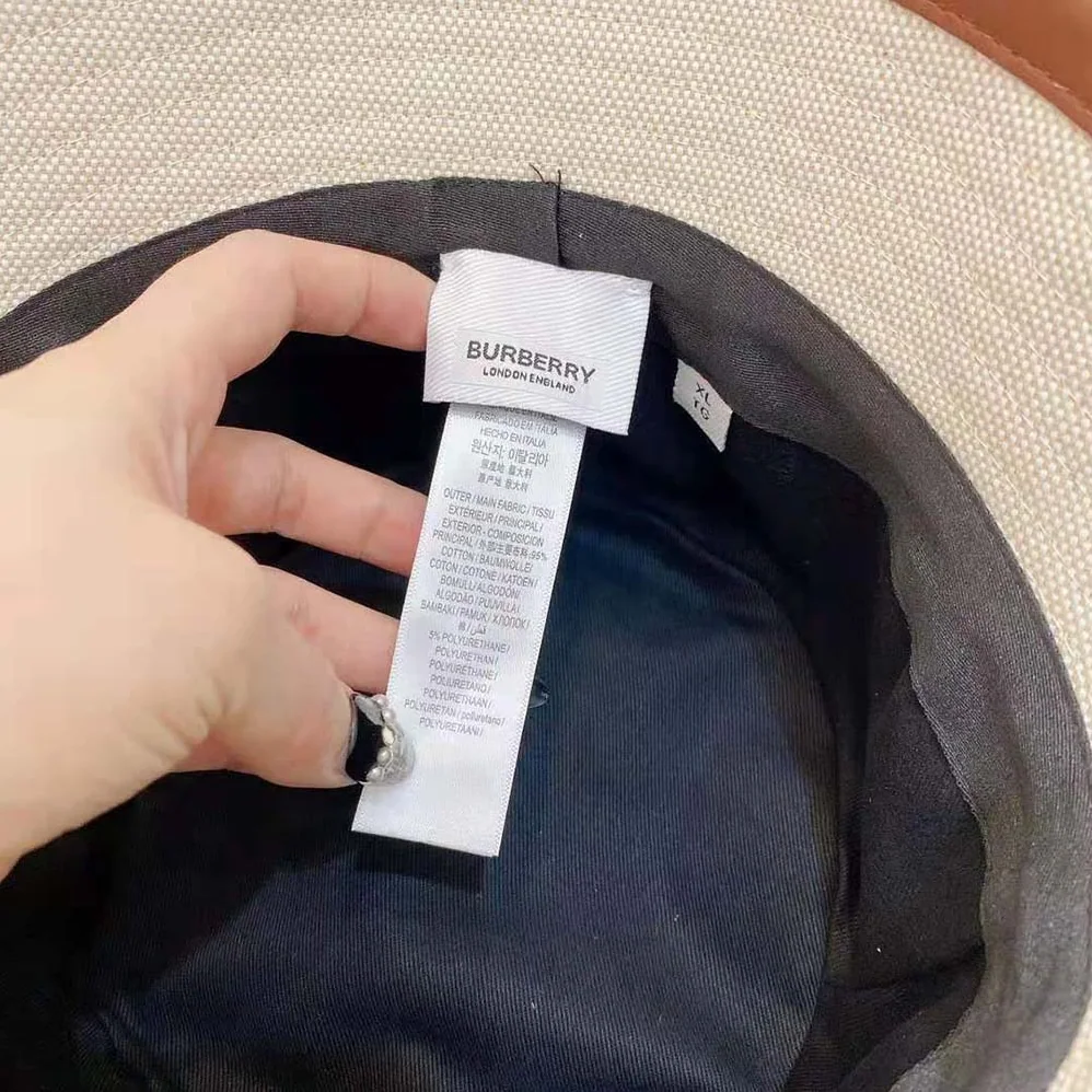 Burberry Leather Trim Logo Graphic Canvas Bucket Hat for Women