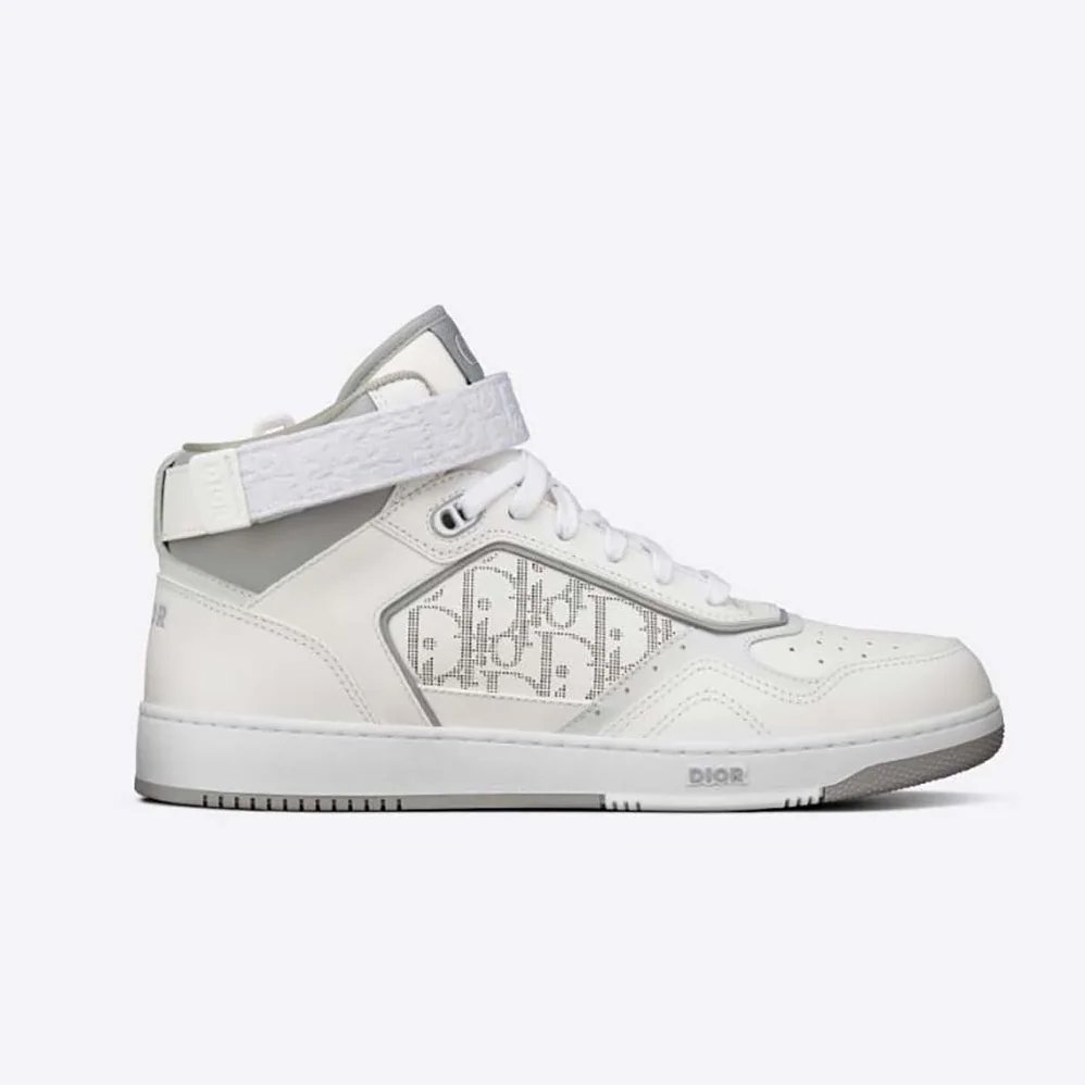 Dior B27 High-Top Sneaker Smooth Calfskin with Dior Oblique Jacquard for Men in White