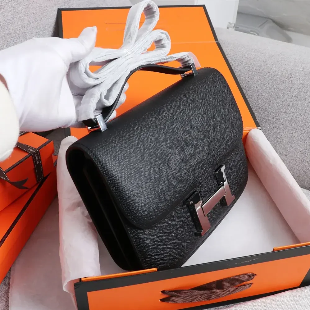 Hermes Constance 18 Bag Epsom Leather for Women in Black/Silver