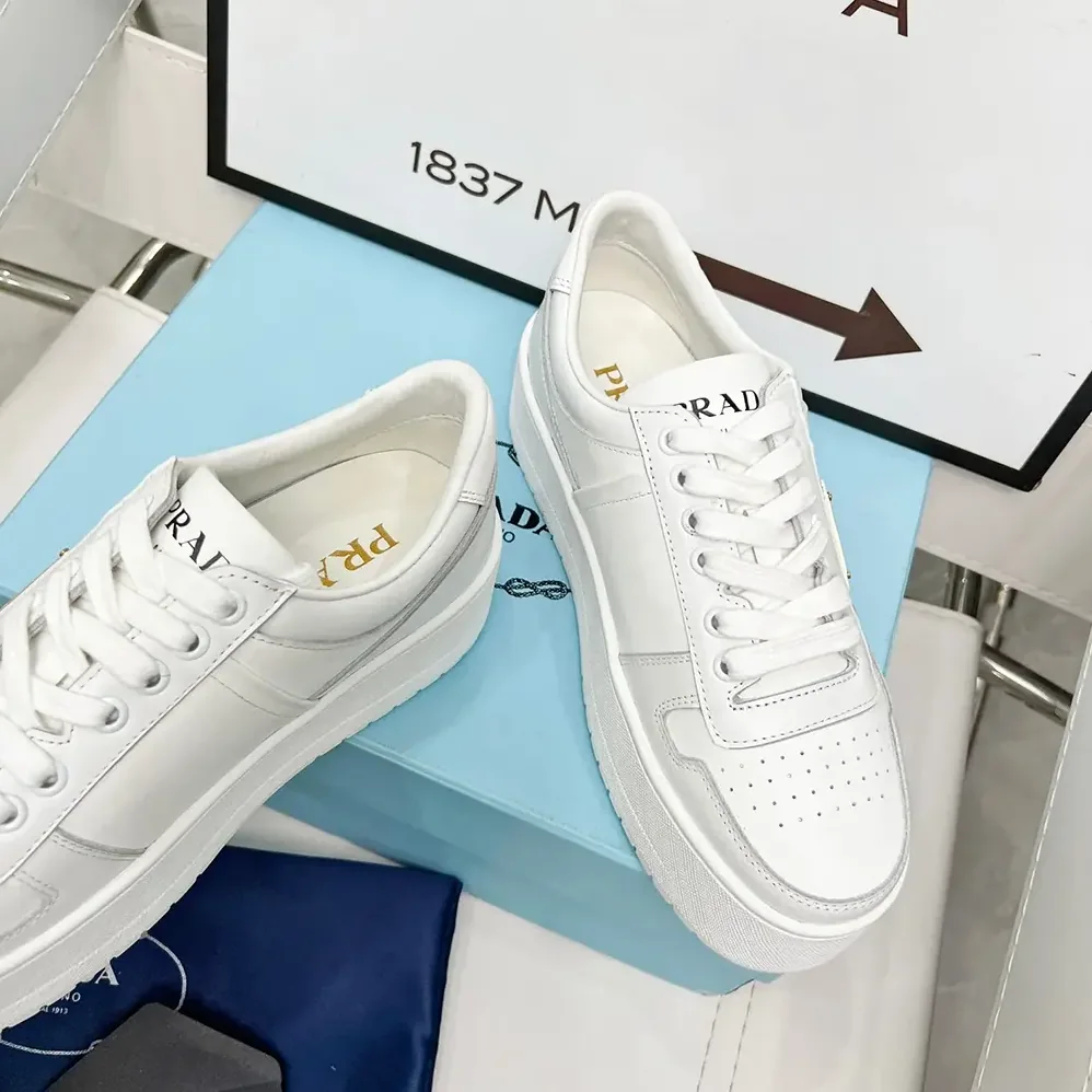 Prada Downtown Bold Leather Sneakers for Women