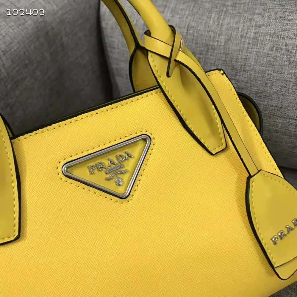 Prada Saffiano leather Prada Kristen Handbag for Women in Yellow Prada Saffiano leather Prada Kristen Handbag for Women in Yellow