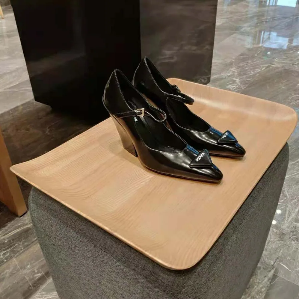 Prada Brushed Leather Pumps in 95 mm Leather-Covered Heel for Women in Black