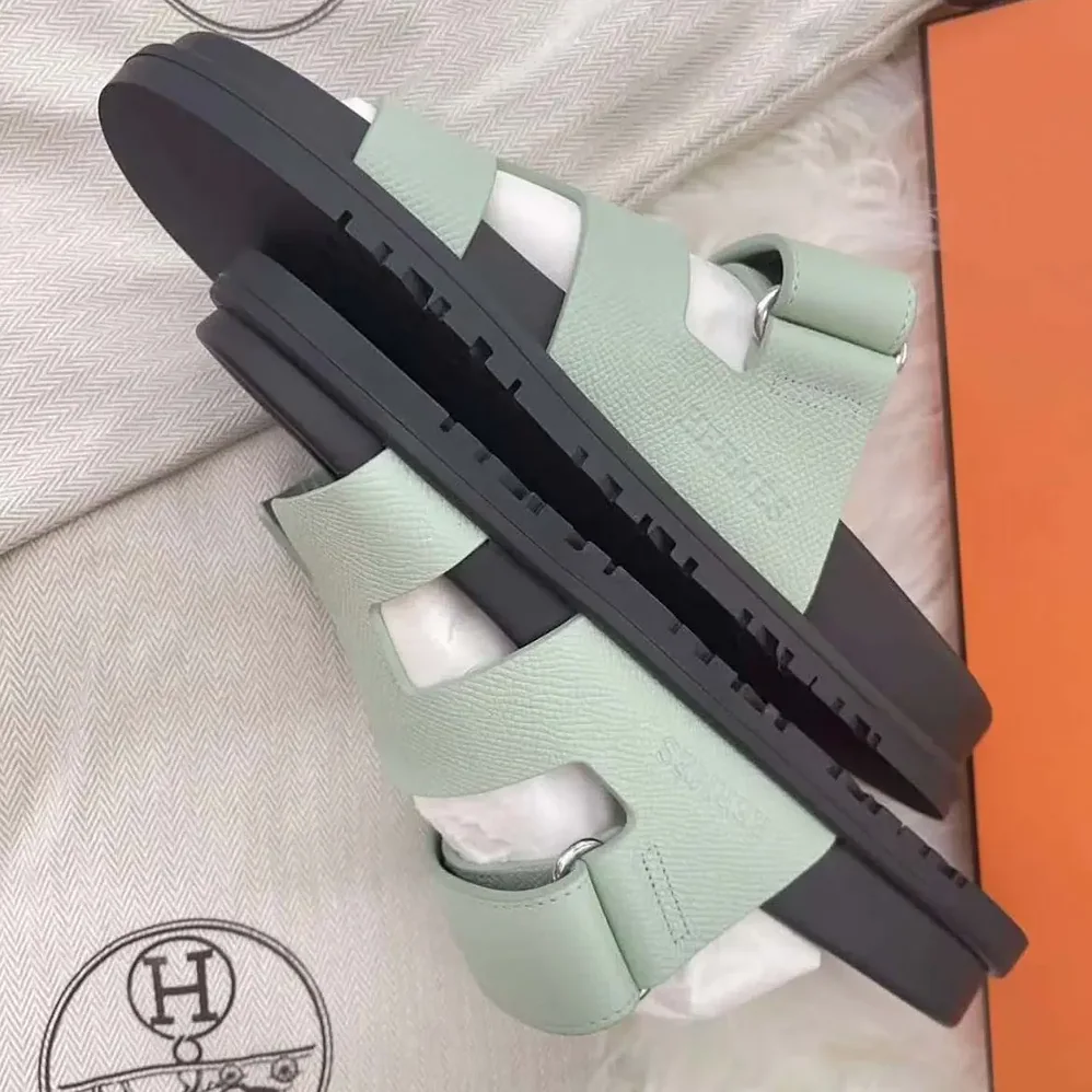 Hermes Chypre Sandal-Light Green H231295ZvDF350 for Unisex