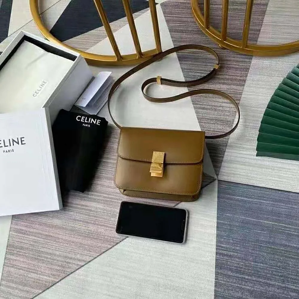 Celine Teen Classic Bag in Box Calfskin for Women in Brown Celine Teen Classic Bag in Box Calfskin for Women in Brown