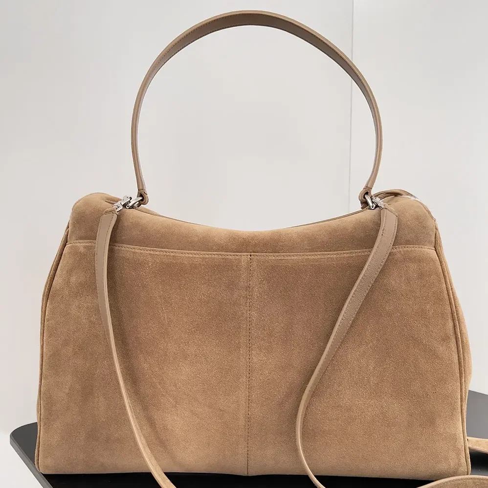 Balenciaga Rodeo Handbag Medium in Noce for Women in White Suede Calfskin Balenciaga Rodeo Handbag Medium in Noce for Women in White Suede Calfskin