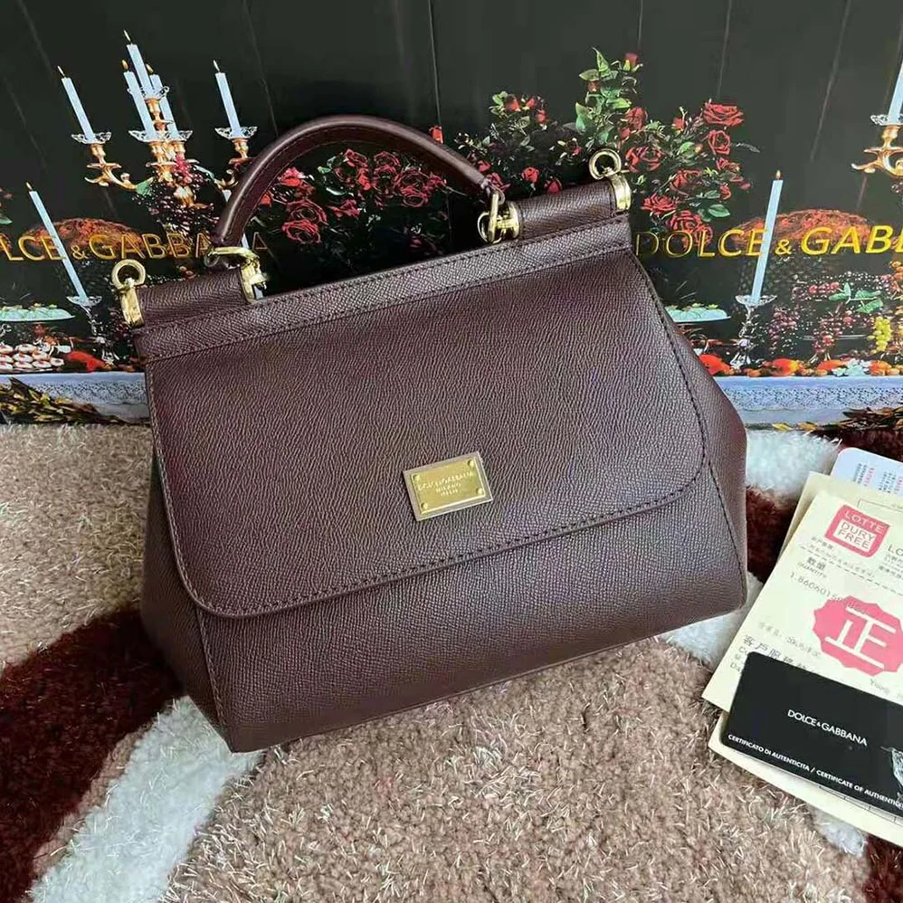 Dolce Gabbana D&G Medium Dauphine Leather Sicily Bag for Women in Bordeaux Dolce Gabbana D&G Medium Dauphine Leather Sicily Bag for Women in Bordeaux