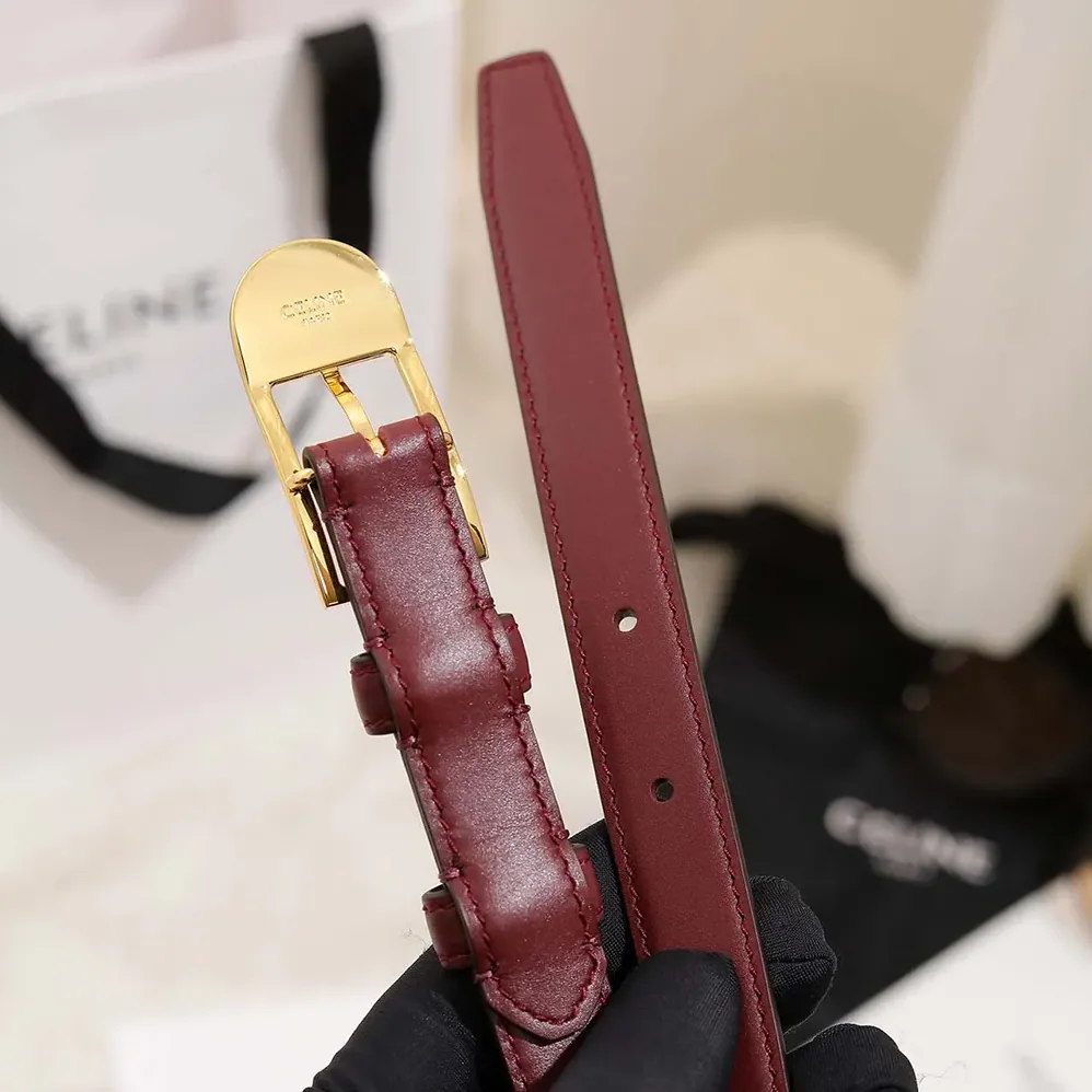 Celine Bc-25 18mm Belt In Taurillon Leather for Women in Maroon Celine Bc-25 18mm Belt In Taurillon Leather for Women in Maroon