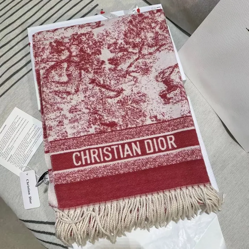 Dior Toile de Jouy Sauvage Scarf Red Cashmere and Wool for Women Dior Toile de Jouy Sauvage Scarf Red Cashmere and Wool for Women