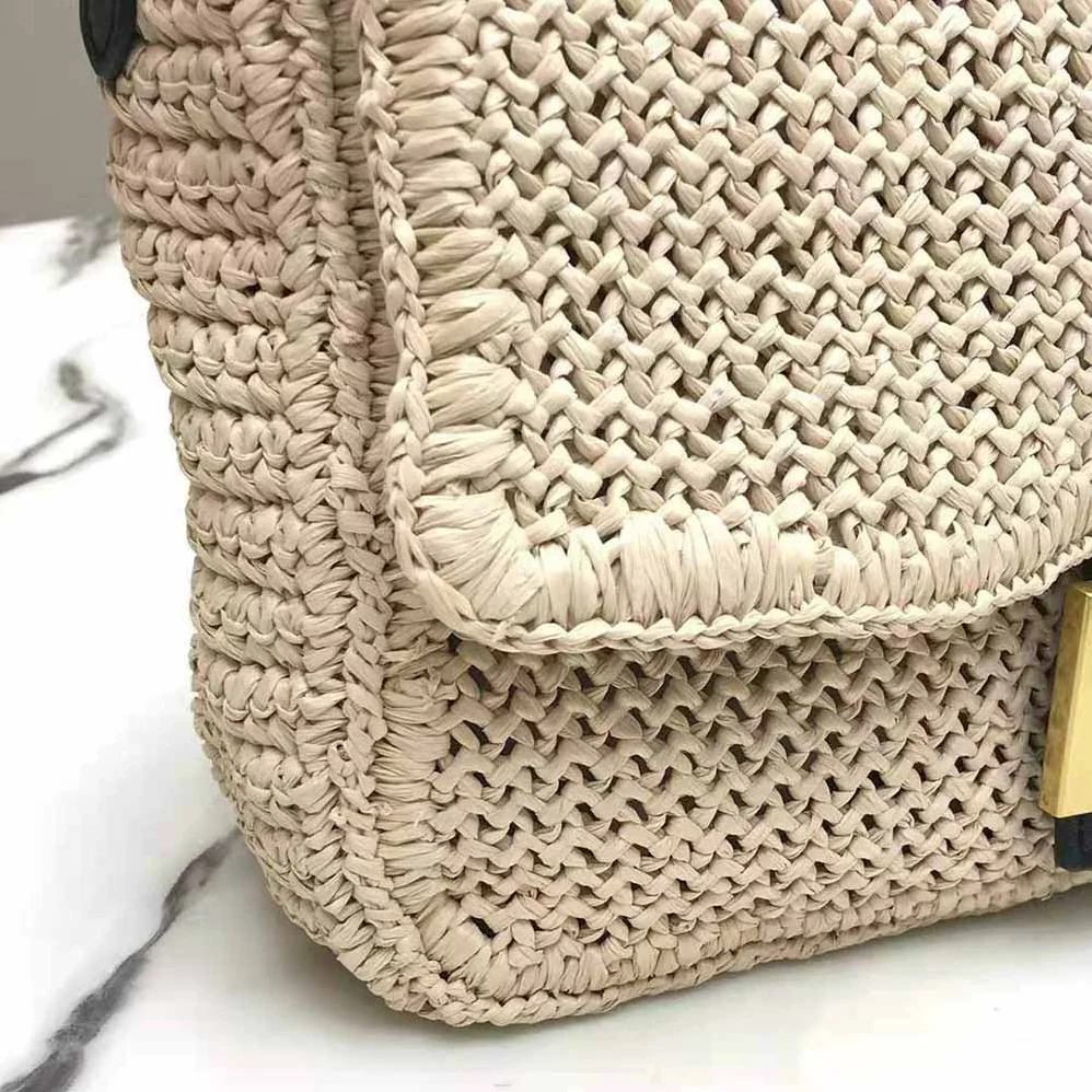 Fendi Baguette Large Natural Straw Bag for Women Fendi Baguette Large Natural Straw Bag for Women