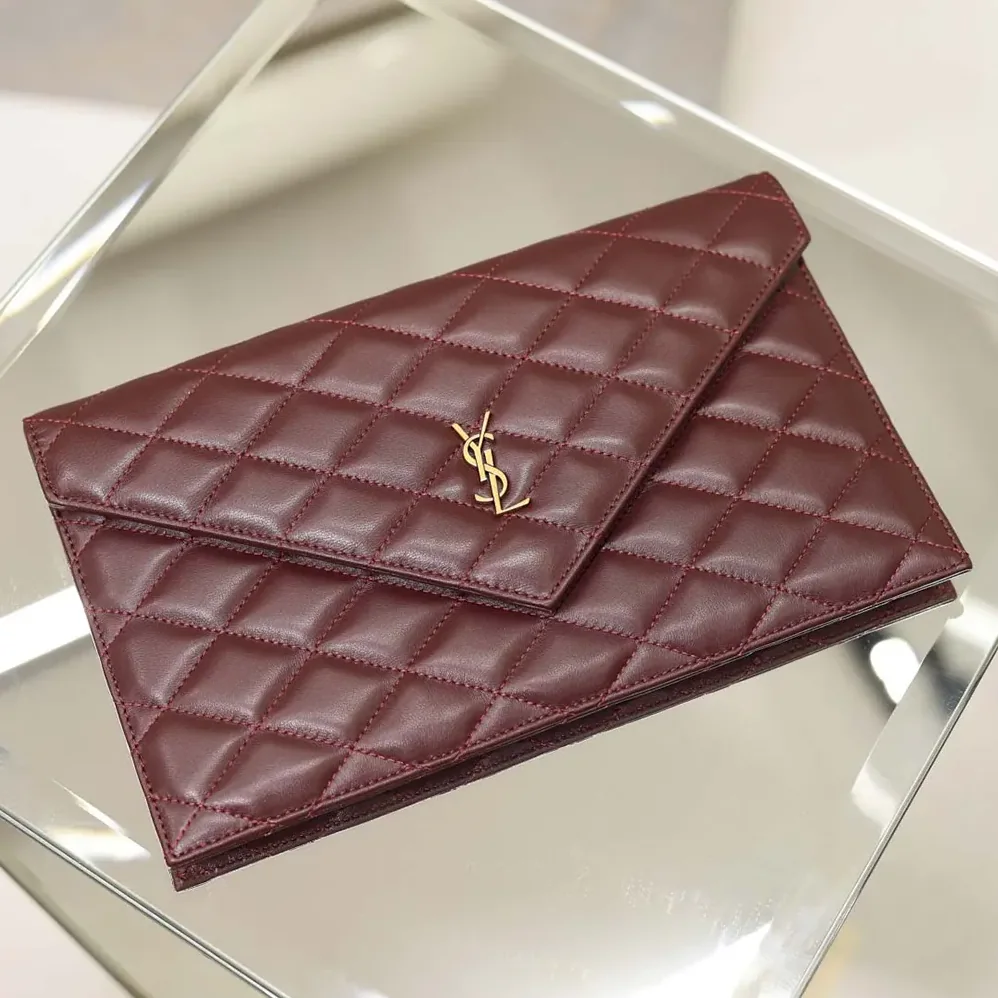 Saint Laurent YSL Paris Pouch In Lambskin Rouge Cabernet for Women Saint Laurent YSL Paris Pouch In Lambskin Rouge Cabernet for Women