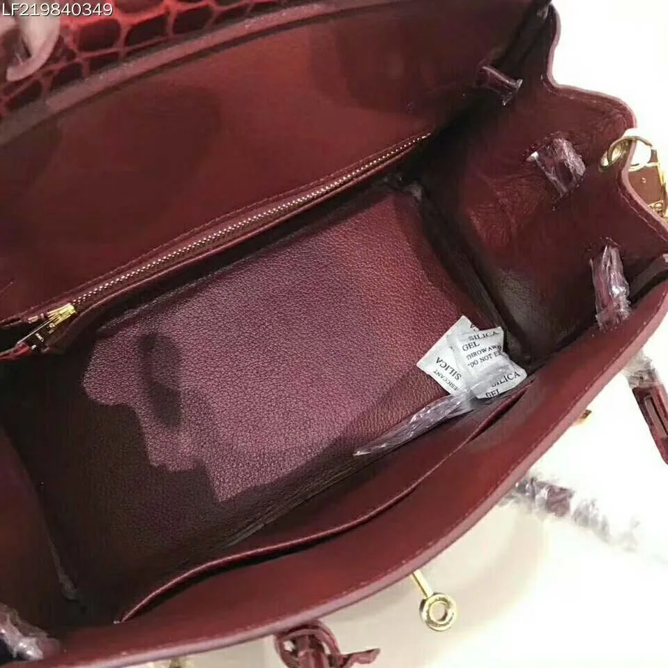 Hermes Birkin 30 Bag in Alligator Leather with Gold Hardware in Maroon Hermes Birkin 30 Bag in Alligator Leather with Gold Hardware in Maroon