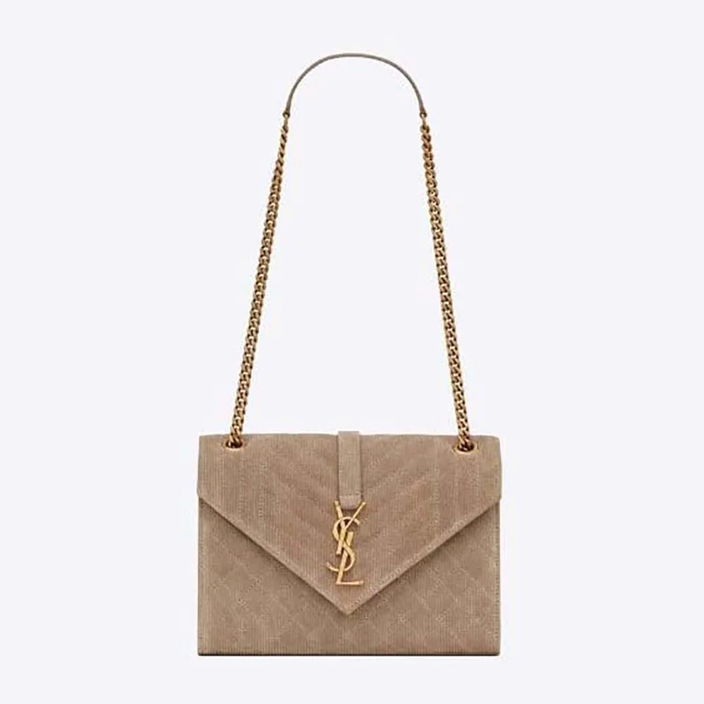 Saint Laurent YSL Envelope Medium Chain Bag in Mix Matelassé Corduroy for Women Saint Laurent YSL Envelope Medium Chain Bag in Mix Matelassé Corduroy for Women