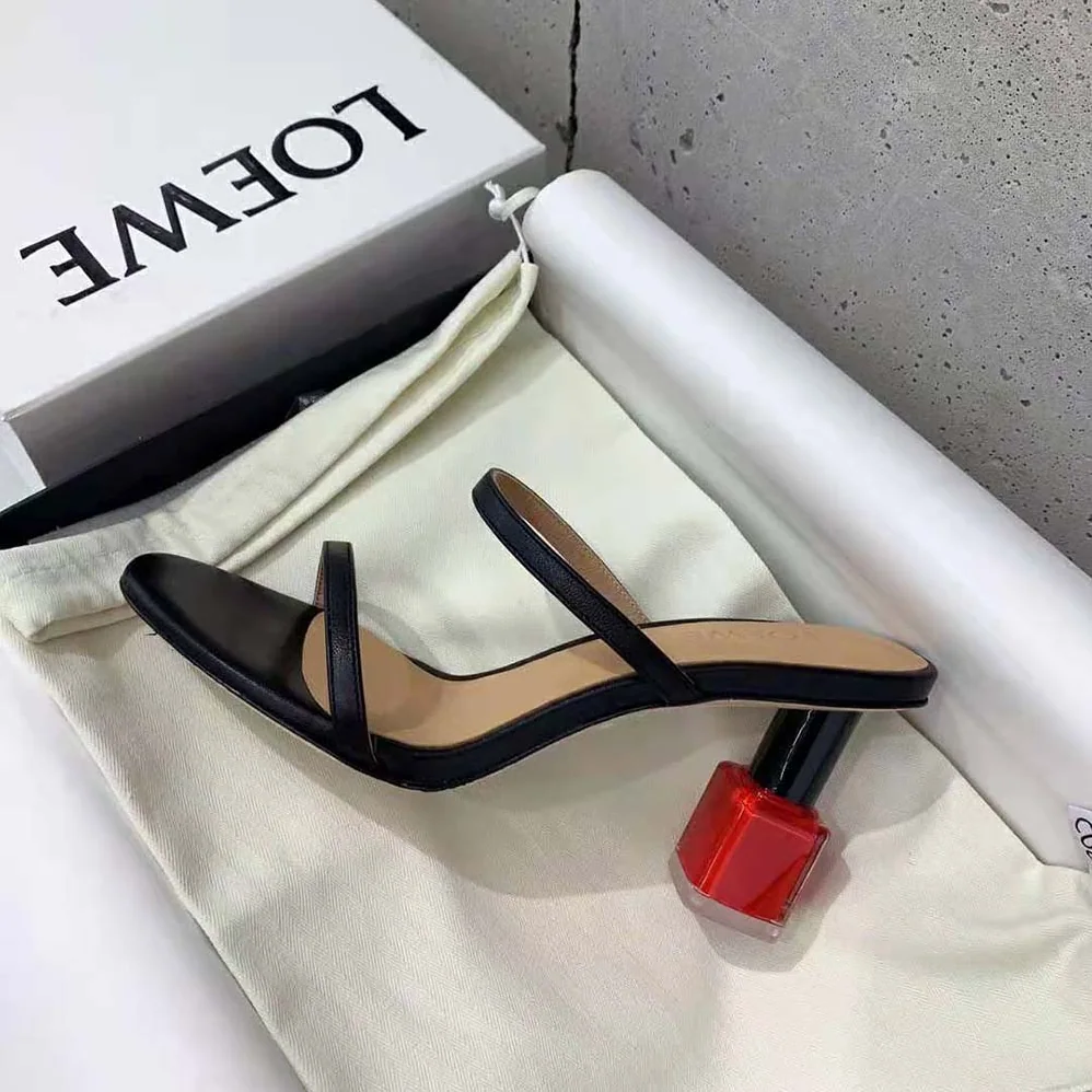 Loewe Nail Polish Sandal in Goatskin for Women in Black Loewe Nail Polish Sandal in Goatskin for Women in Black