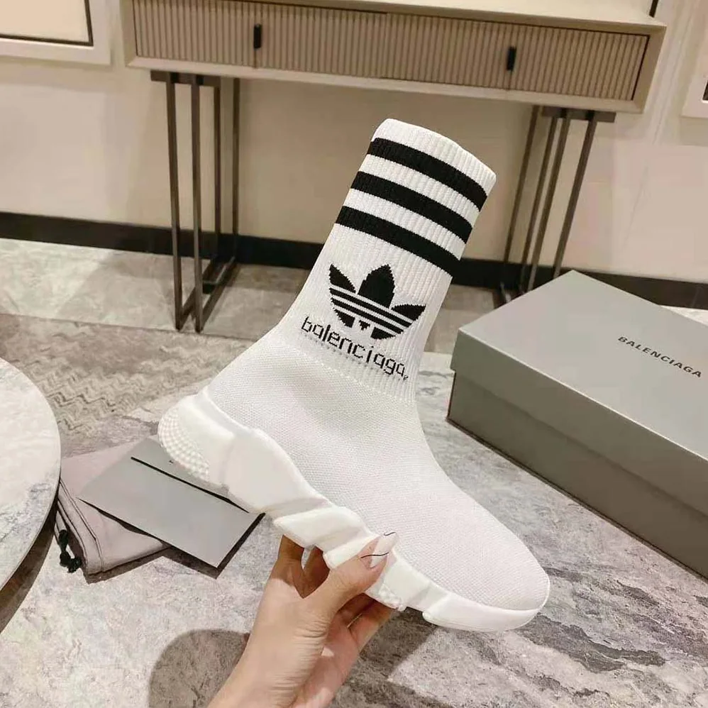 Balenciaga adidas Speed Sneaker in White and Black Sole Unit is Done in Collaboration with Adidas for Unisex Balenciaga adidas Speed Sneaker in White and Black Sole Unit is Done in Collaboration with Adidas for Unisex