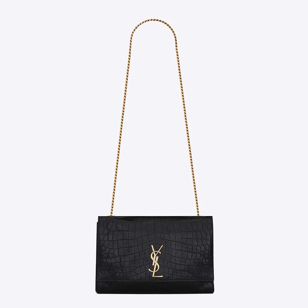 Saint Laurent YSL Kate Medium Reversible Chain Bag in Suede and Crocodile for Women in Embossed Leather Saint Laurent YSL Kate Medium Reversible Chain Bag in Suede and Crocodile for Women in Embossed Leather