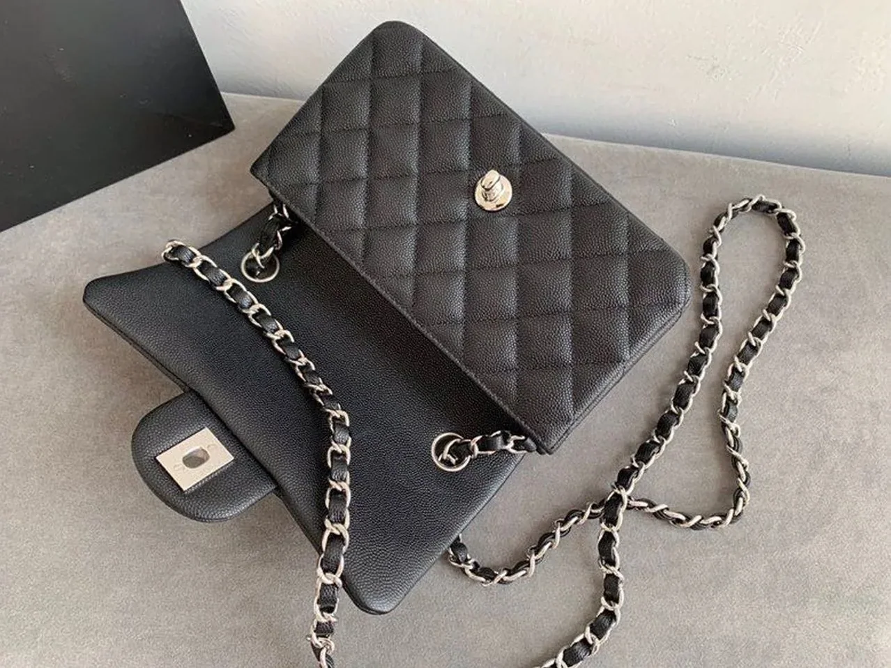 Chanel Classic Flap Bag Small Crossbody in Black Silver Hardware