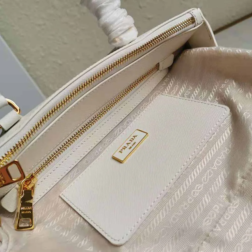 Prada Small Saffiano Leather Prada Galleria Bag for Women in White Prada Small Saffiano Leather Prada Galleria Bag for Women in White