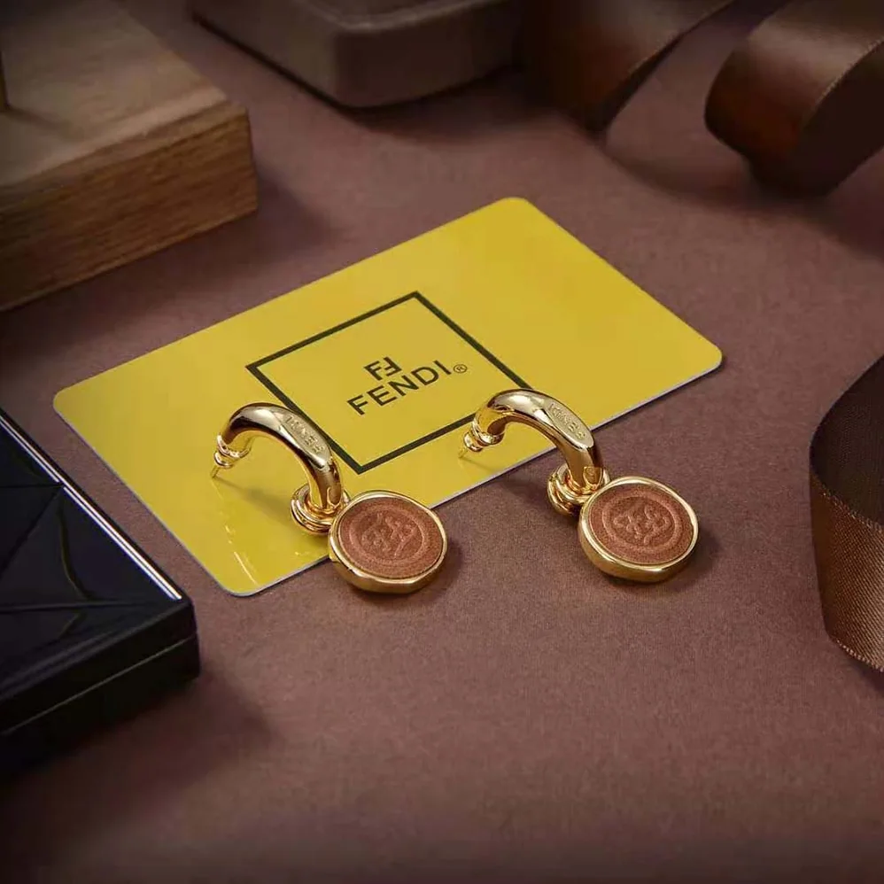 Fendi Karligraphy Earrings Gold for Women in Colored