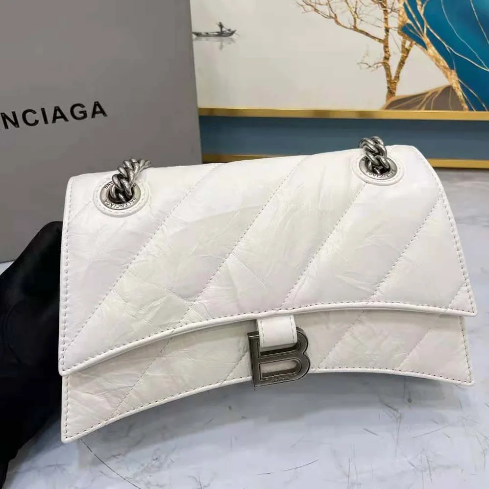 Balenciaga Crush Small Chain Bag Quilted in Optic White for Women Balenciaga Crush Small Chain Bag Quilted in Optic White for Women