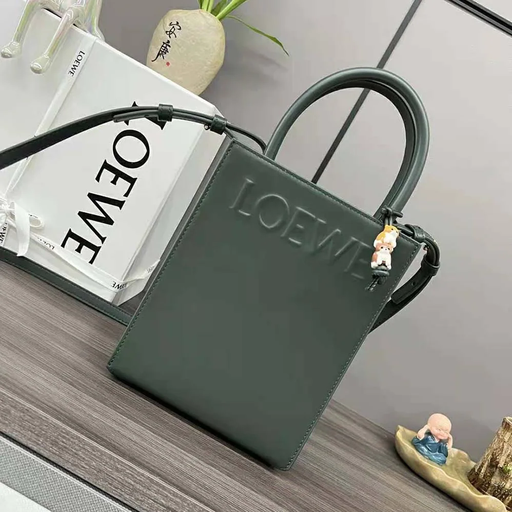 Loewe Standard A5 Tote in Sleek Calfskin for Women in Green Loewe Standard A5 Tote in Sleek Calfskin for Women in Green
