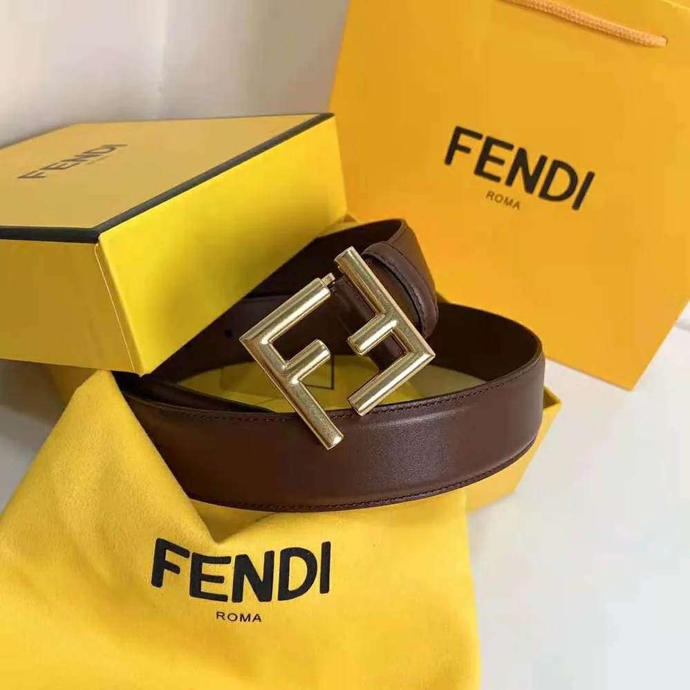 Fendi Belt with Loop and FF Stud Buckle for Women