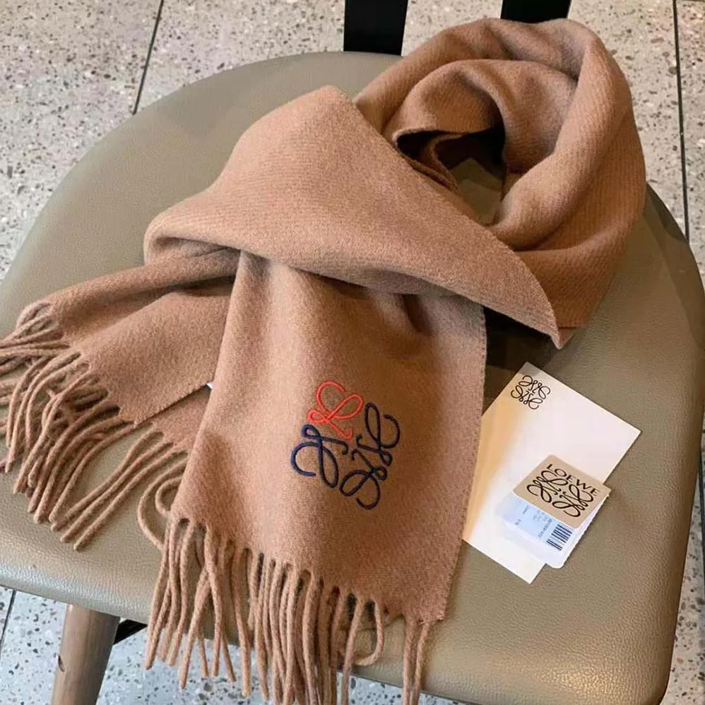 Loewe Anagram Scarf in Cashmere for Women in Brown Loewe Anagram Scarf in Cashmere for Women in Brown