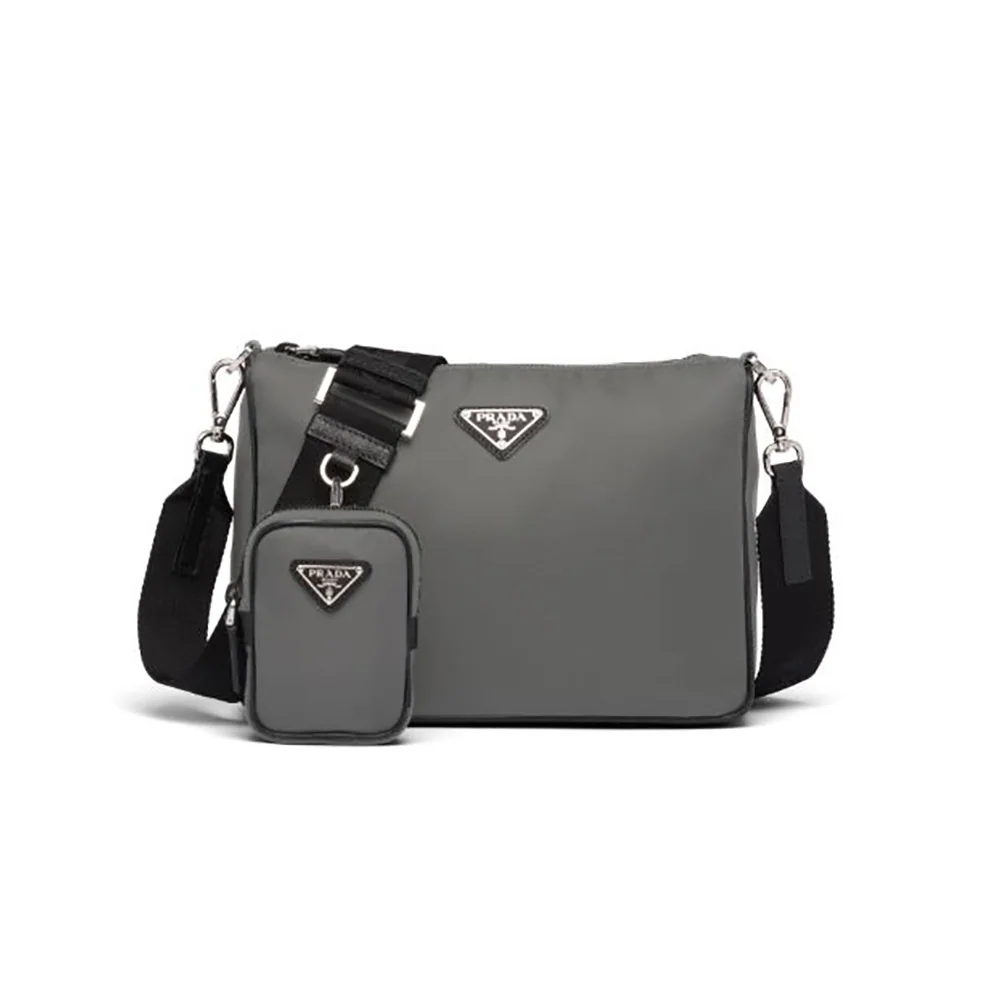Prada Nylon and Saffiano Leather Bag with Strap for Men in Silver