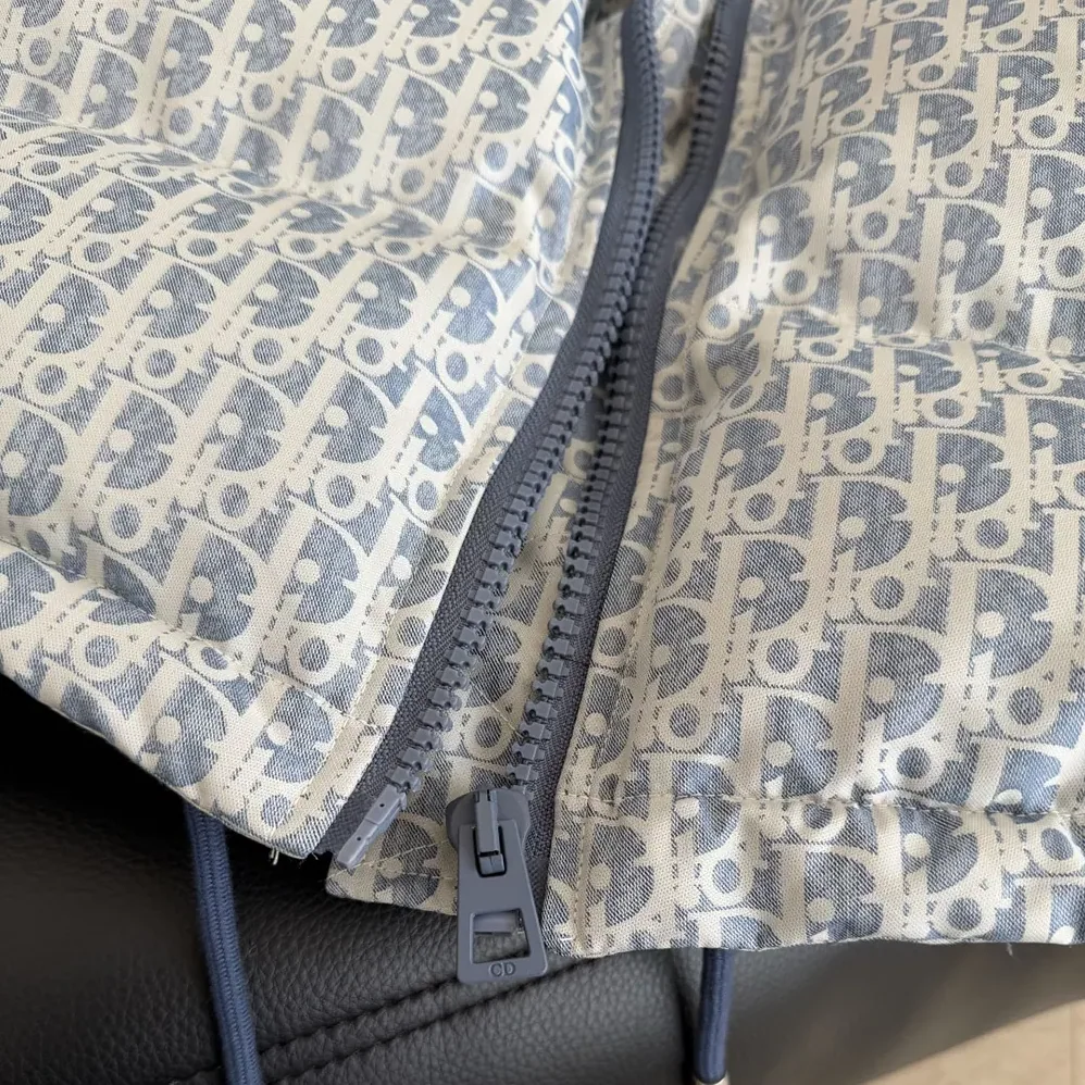 Dior DiorAlps Cropped Puffer Jacket with Hood Blue and White Dior Oblique Quilted Technical Taffeta for Men