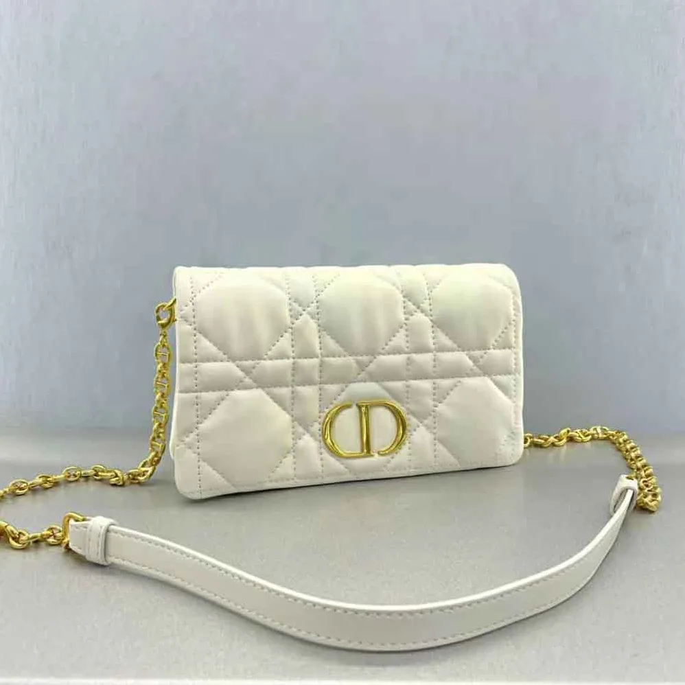 Dior Caro Macrocannage Pouch Latte Quilted Macrocannage Calfskin for Women Dior Caro Macrocannage Pouch Latte Quilted Macrocannage Calfskin for Women