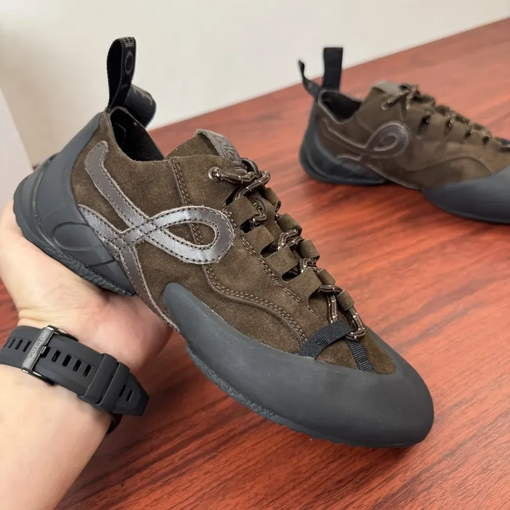 Loewe Grip Sneaker in Calfskin Suede for Unisex in Dark Brown