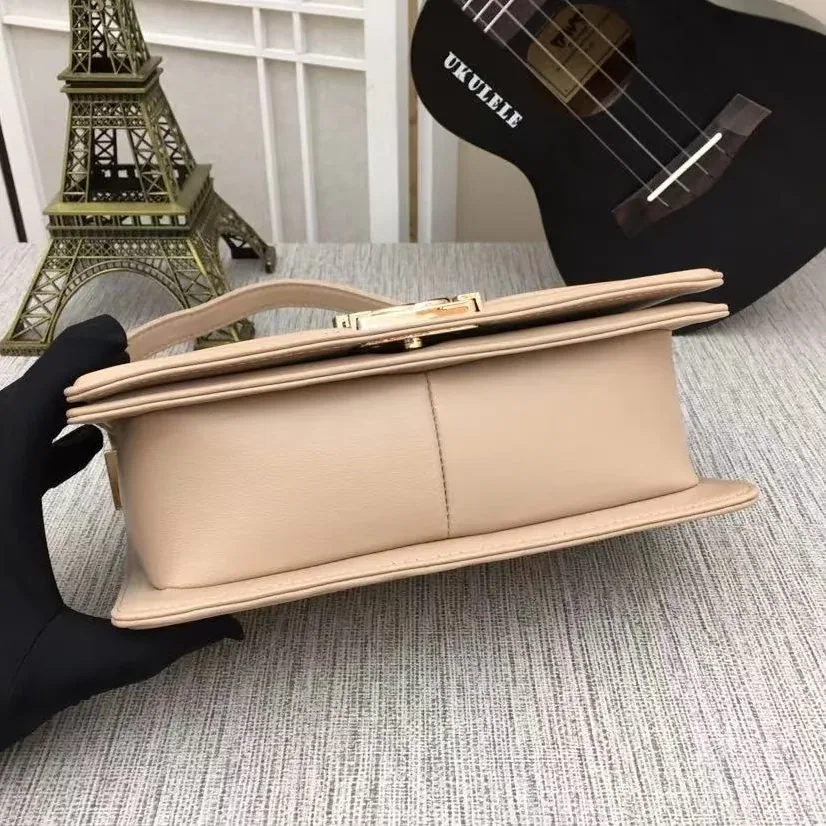 Chanel Boy Medium Crossbody Bag in Yellowish/ Brown Gold Hardware