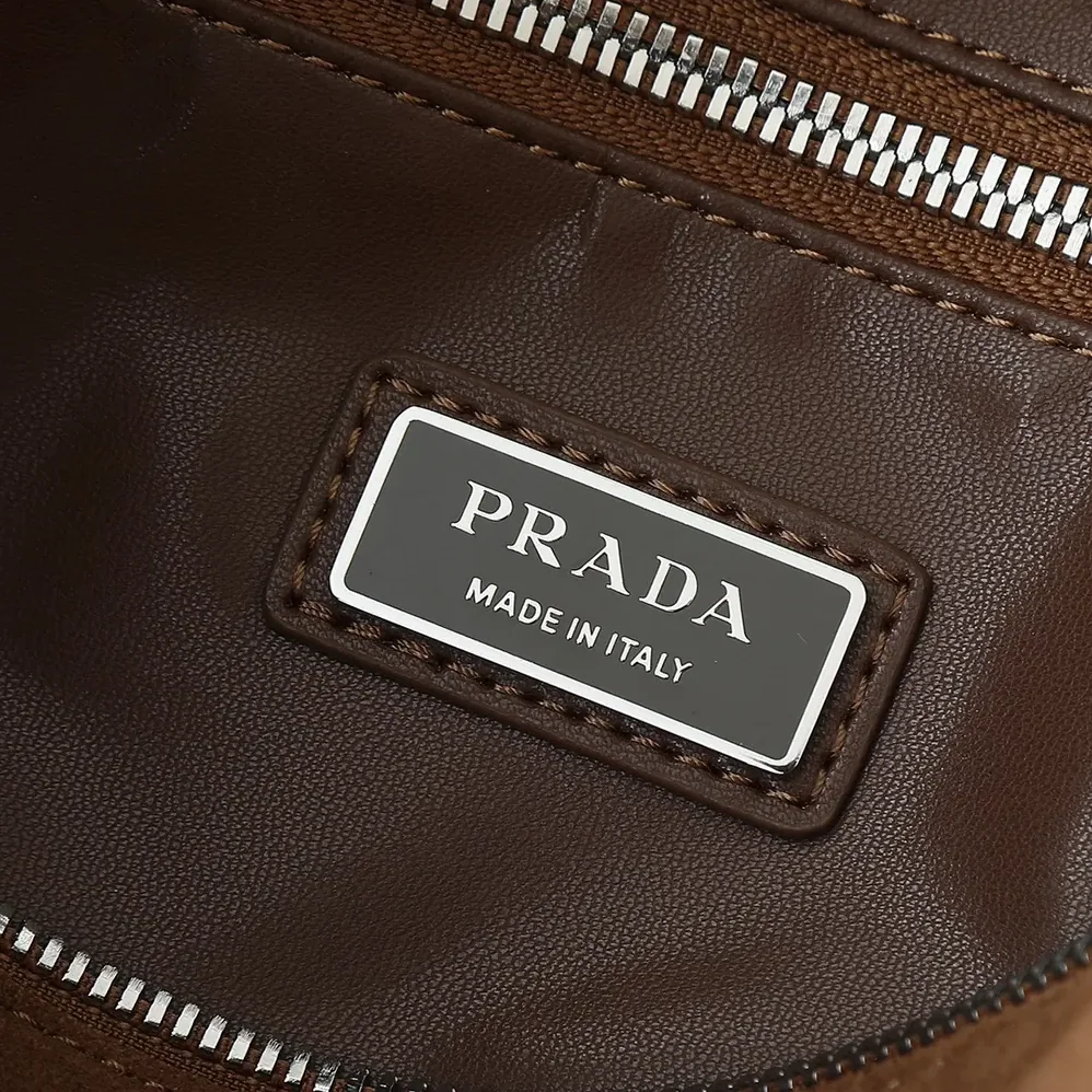 Prada Small Suede Duffle Bag for Unisex in Coffee