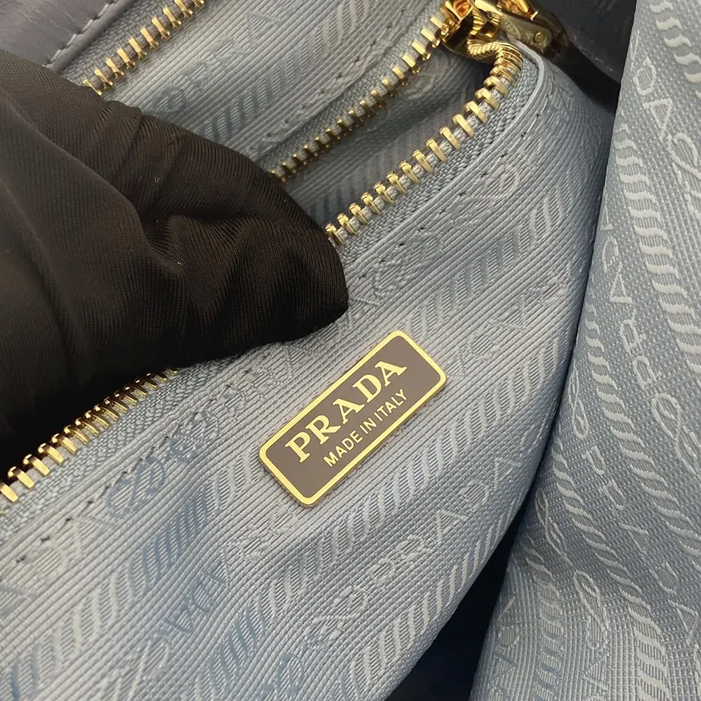 Prada Bonnie Large Leather Handbag for Women in Light Blue Prada Bonnie Large Leather Handbag for Women in Light Blue