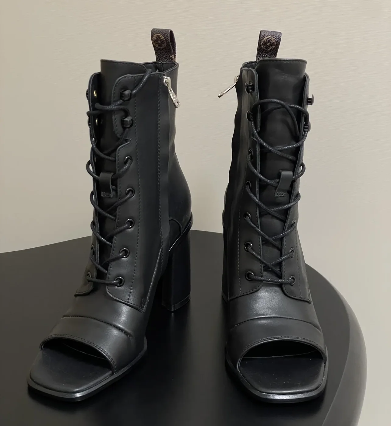 Louis Vuitton Berlin Open Toe Ankle Boots Black 1AIBRU Louis Vuitton Berlin Open Toe Ankle Boots Black 1AIBRU
